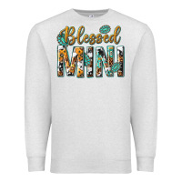 Oatmeal Heather blessed mini with leopard and aztec Premium Sweatshirt - texasbilliewilder