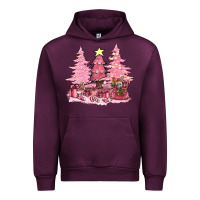 Mauve Wine pink christmas trees with gift box bbs Urban Hoodie - BundleAndBundleShop
