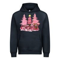 Navy pink christmas trees with gift box bbs Urban Hoodie - BundleAndBundleShop