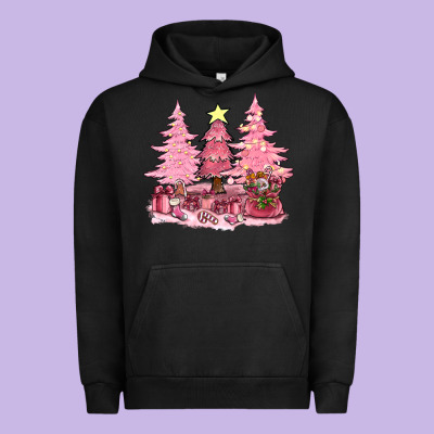 Pink Christmas Trees With Gift Box Bbs Urban Hoodie Designed By Bundleandbundleshop