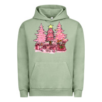 Pigment Oil Green pink christmas trees with gift box bbs Urban Hoodie - BundleAndBundleShop