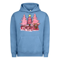 Pigment Pebble Blue pink christmas trees with gift box bbs Urban Hoodie - BundleAndBundleShop