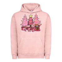 Pigment Salmon pink christmas trees with gift box bbs Urban Hoodie - BundleAndBundleShop