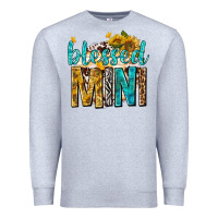 Heather Grey blessed mini with sunflowers Premium Sweatshirt - texasbilliewilder
