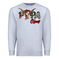 Heather Grey Papa Claus With Long Horn Western Christmas Premium Sweatshirt - RanaPortraitStore