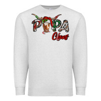Oatmeal Heather Papa Claus With Long Horn Western Christmas Premium Sweatshirt - RanaPortraitStore
