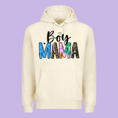 Boy Mama White Premium Hoodie Designed By Jahusdesignshop
