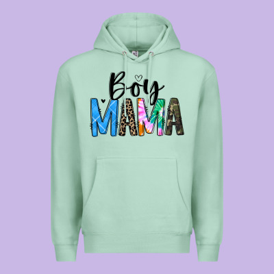 Boy Mama White Premium Hoodie Designed By Jahusdesignshop