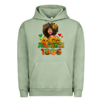 Pigment Oil Green afro woman juneteenth 1865 Urban Hoodie - AdoDesignShop