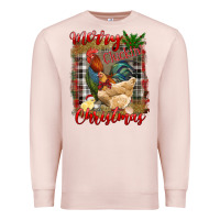 Pale Pink Merry Cluckin' Christmas Premium Sweatshirt - RanaPortraitStore