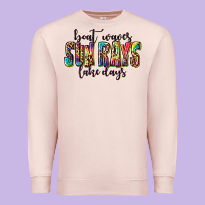 Premium Sweatshirt boat waves sun rays lake days