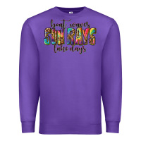 Purple boat waves sun rays lake days Premium Sweatshirt - texasbilliewilder