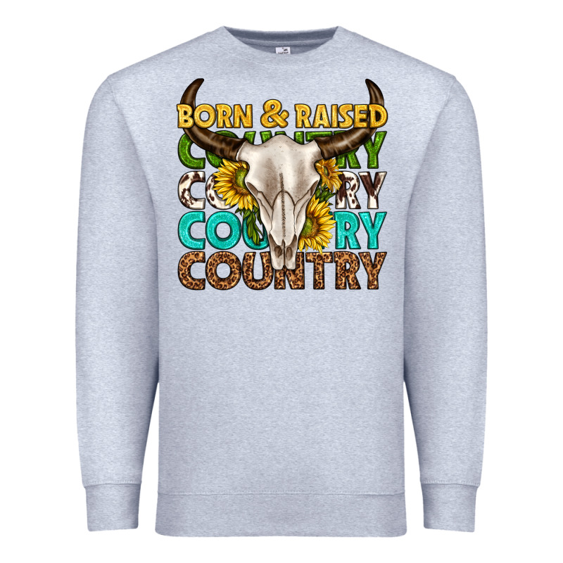 Born And Raised Country Western Premium Sweatshirt by texasbilliewilder | Teevron