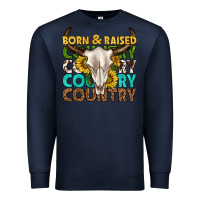 Navy born and raised country western Premium Sweatshirt - texasbilliewilder