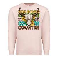 Pale Pink born and raised country western Premium Sweatshirt - texasbilliewilder