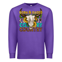 Purple born and raised country western Premium Sweatshirt - texasbilliewilder