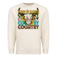 Sandshell born and raised country western Premium Sweatshirt - texasbilliewilder