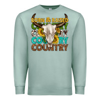 Seafoam born and raised country western Premium Sweatshirt - texasbilliewilder