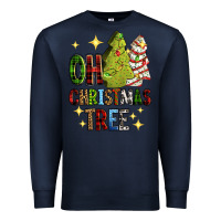 Navy Oh Christmas tree Christmas cake Premium Sweatshirt - RanaPortraitStore