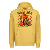 Antique Gold hello fall pumpkins  cowgirl  and roses Premium Hoodie - AdoDesignShop