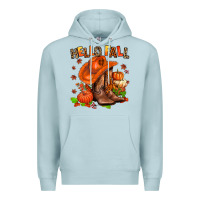Blue Mist hello fall pumpkins  cowgirl  and roses Premium Hoodie - AdoDesignShop