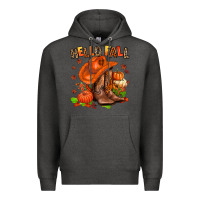 Charcoal Heather hello fall pumpkins  cowgirl  and roses Premium Hoodie - AdoDesignShop