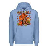 Colony Blue hello fall pumpkins  cowgirl  and roses Premium Hoodie - AdoDesignShop