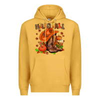 Mustard hello fall pumpkins  cowgirl  and roses Premium Hoodie - AdoDesignShop