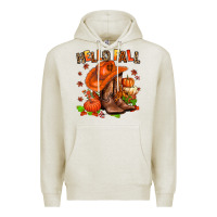 Oatmeal Heather hello fall pumpkins  cowgirl  and roses Premium Hoodie - AdoDesignShop