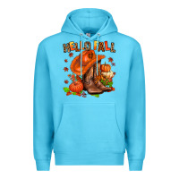 Ocean Blue hello fall pumpkins  cowgirl  and roses Premium Hoodie - AdoDesignShop
