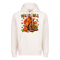 Pale Pink hello fall pumpkins  cowgirl  and roses Premium Hoodie - AdoDesignShop
