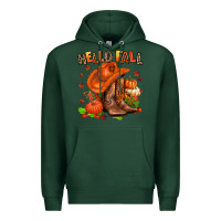 Sports Green hello fall pumpkins  cowgirl  and roses Premium Hoodie - AdoDesignShop