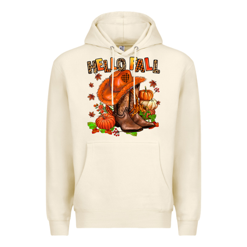 Hello Fall Pumpkins  Cowgirl  And Roses Premium Hoodie by AdoDesignShop | Teevron