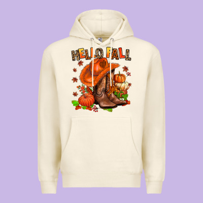 Hello Fall Pumpkins  Cowgirl  And Roses Premium Hoodie Designed By Adodesignshop