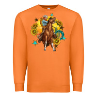 Carrot bucking horse with cowboy and sunflower Premium Sweatshirt - texasbilliewilder