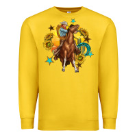 Lemon bucking horse with cowboy and sunflower Premium Sweatshirt - texasbilliewilder