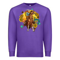 Purple bucking horse with cowboy and sunflower Premium Sweatshirt - texasbilliewilder