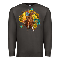 Smoke bucking horse with cowboy and sunflower Premium Sweatshirt - texasbilliewilder