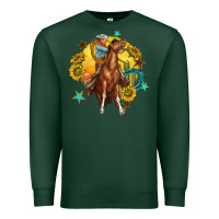 Sports Green bucking horse with cowboy and sunflower Premium Sweatshirt - texasbilliewilder