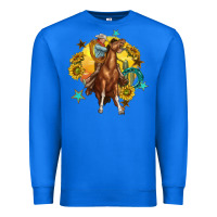 True Royal bucking horse with cowboy and sunflower Premium Sweatshirt - texasbilliewilder