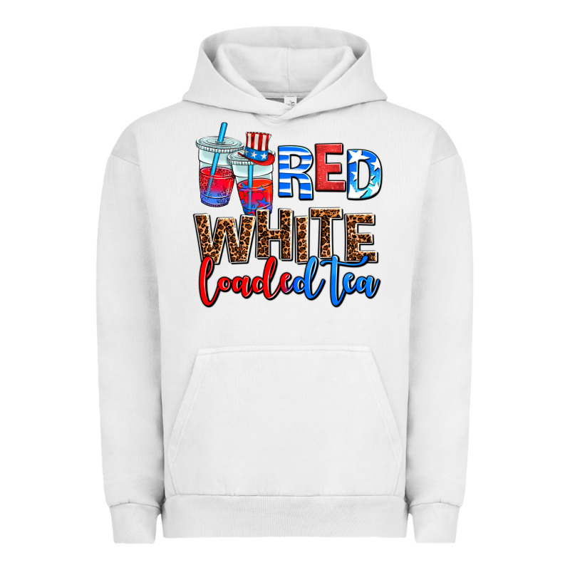 Red Whıte Loaded Tea Urban Hoodie by AdoDesignShop | Teevron