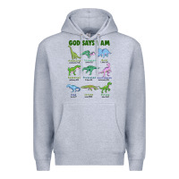 Heather Grey god says i am dinosaurs Premium Hoodie - JahusDesignShop