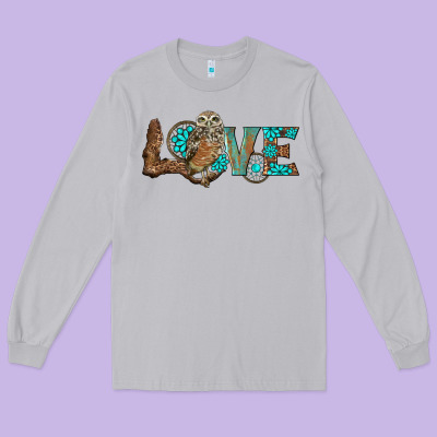 Owl Love Long Sleeve Tee Designed By Barkaloodesign