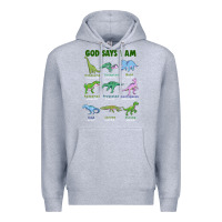 Heather Grey god says i am dinosaurs Premium Hoodie - JahusDesignShop