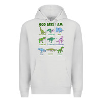Dove Grey god says i am dinosaurs Premium Hoodie - JahusDesignShop