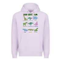 Lilac god says i am dinosaurs Premium Hoodie - JahusDesignShop