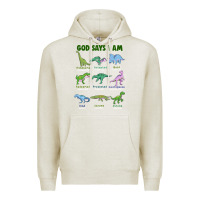 Oatmeal Heather god says i am dinosaurs Premium Hoodie - JahusDesignShop