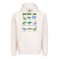Pale Pink god says i am dinosaurs Premium Hoodie - JahusDesignShop