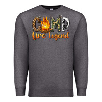Charcoal Heather camp fire legend with fire Premium Sweatshirt - texasbilliewilder