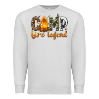 Dove Grey camp fire legend with fire Premium Sweatshirt - texasbilliewilder